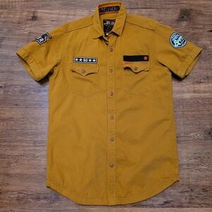 Men's Super Dry Rookie Edition Military Issue Shirt Large Mustard Yellow Large